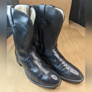 Men's Black Leather Cowboy Boots